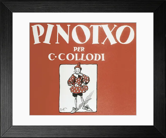 Framed Print : COLLODI, Carlo Lorenzini(1826-1890). Front cover from a Catalan edition of the children's tale 'Pinocchio'. AISA / Everett Collection**US SALES ONLY**