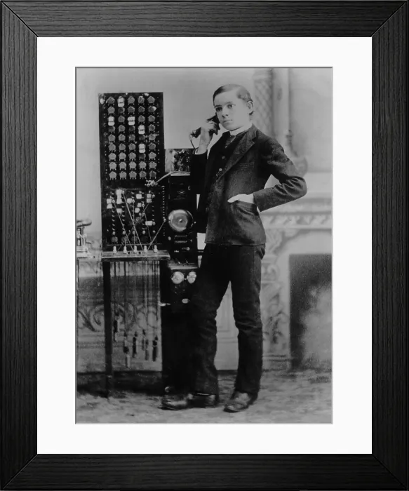 Framed Print : Less than ten years after Alexander Graham Bell's 1876 demonstration of the telephone