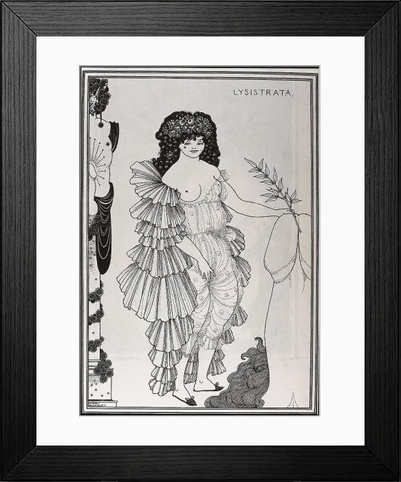 Framed Print : BEARDSLEY, Aubrey Vincent (1872-1898). Lysistrata. 1896. Lysistrata shielding her coynte