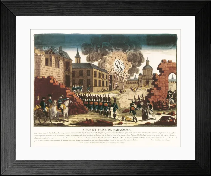 Framed Print : Spain. Peninsular War (1808-1814). Siege and conquest of Saragossa by the French (27th February 1809). Litography. FRANCE. Paris. National Library