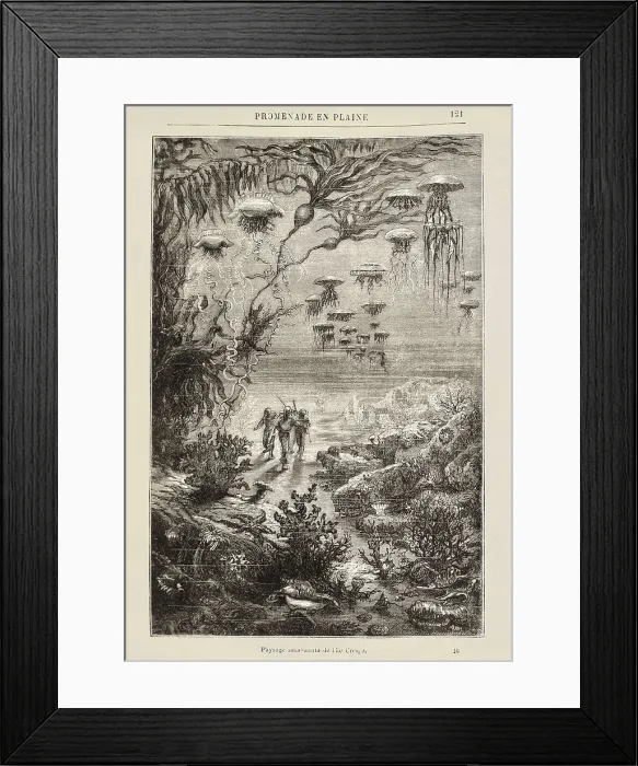 Framed Print : VERNE, Jules (1828-1905). Illustration of '20000 Leagues Under the Sea' (1870). Etching. AISA / Everett Collection**US SALES ONLY**