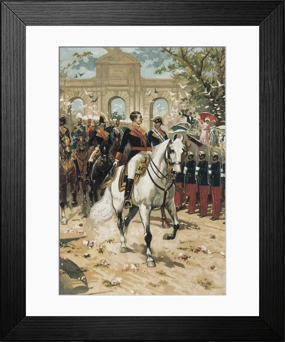 Framed Print : Spain. Kingdom of Alfonso XII. Triumphal entrance in Madrid after the Coronation (January 15, 1875). Litography. AISA / Everett Collection**US SALES ONLY**