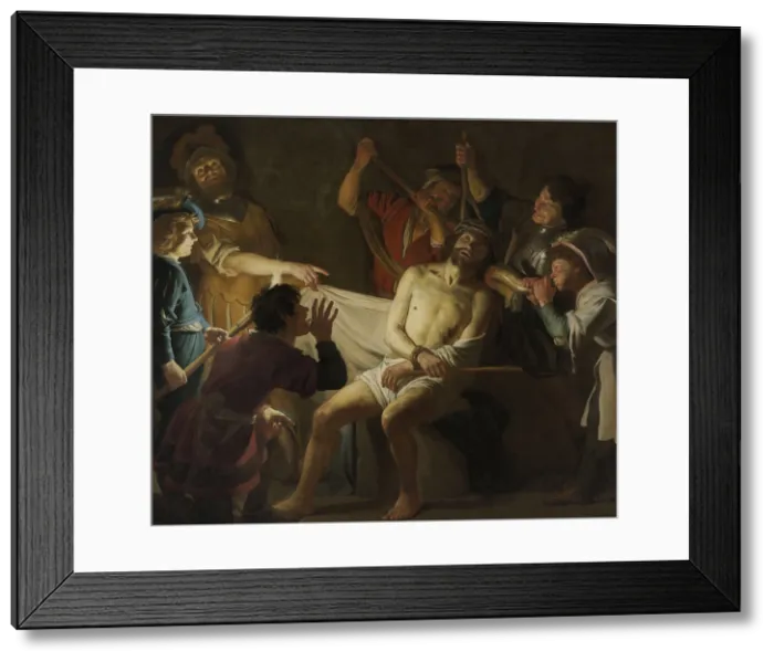 Framed Print : Christ Crowned with Thorns, by Gerard van Honthorst, c. 1622, Dutch painting, oil on canvas. Mocking of Christ's by Roman soldiers
