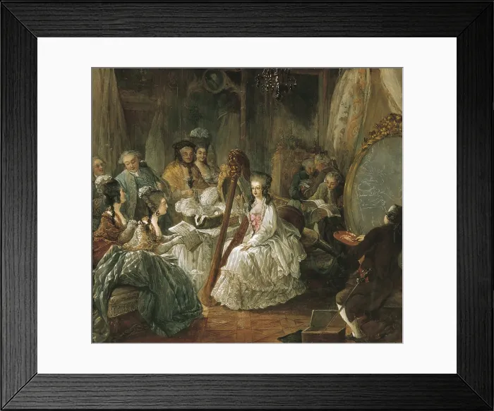 Framed Print : Marie-Antoinette (1755-1793). Queen of France, wife of Louis XVI. Music lesson in Versailles. Rococo. Oil on canvas. FRANCE. Versailles. National Museum of Versailles