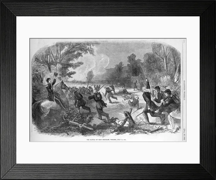 Framed Print : The Civil War. The battle of Rich Mountain, (West) Virginia, July 13, 1861. Engraving ca 1861 Framed Print : The Civil War. The battle of Rich Mountain, (West) Virginia, July 13, 1861. Engraving ca 1861