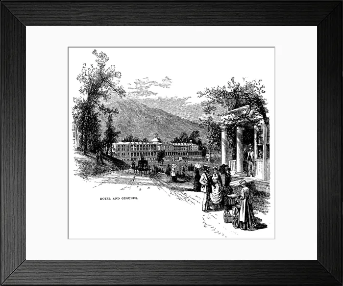 Framed Print : The Greenbrier, White Sulphur Springs West Virginia. Engraving ca. 1878 Framed Print : The Greenbrier, White Sulphur Springs West Virginia. Engraving ca. 1878