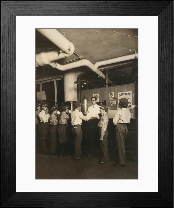 Framed Print : Employees lined up at the lunch counter, postal office, Broadway, New York, New York, July, 1910