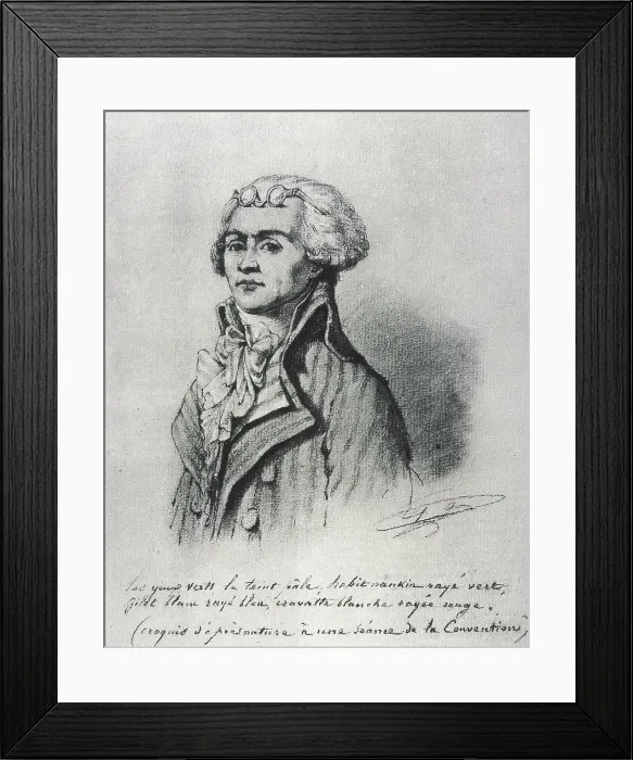 Framed Print : Robespierre, Maximilien de (1758-1794). French politician and revolutionary, leader of the Jacobin Club. Portrait of Robespierre taken from life in the Convention. Coal drawing