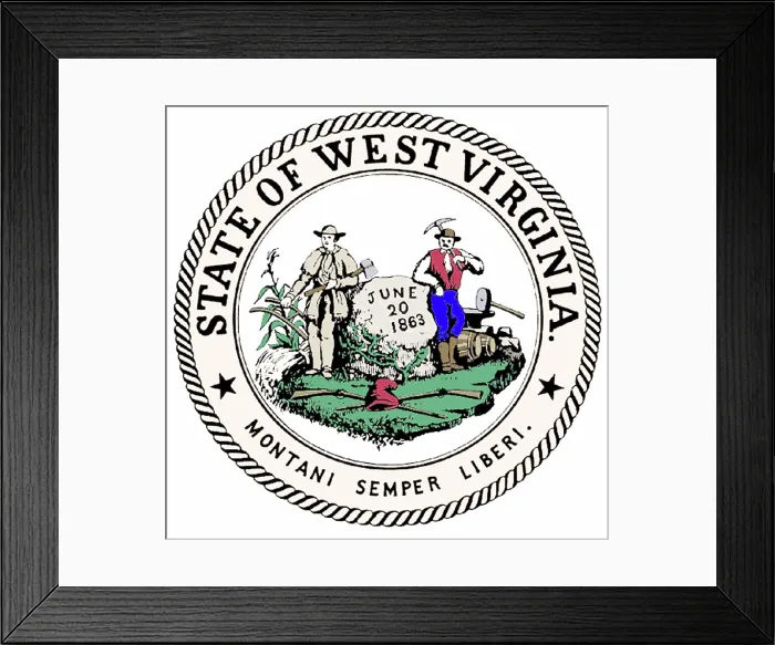 Framed Print : Great Seal of the State of West Virginia