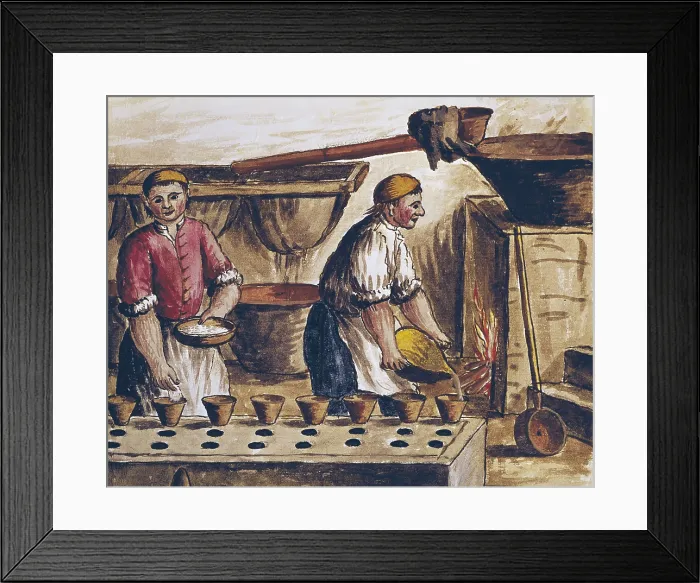 Framed Print : Sugar Refinery. Illustration by Jan van Grevenbroeck or Grevenbroch (1731-1807) in 'Treaty of uses and customs of the time', s. XVIII. Early Modern Era. Watercolour Framed Print : Sugar Refinery. Illustration by Jan van Grevenbroeck or Grevenbroch (1731-1807) in 'Treaty of uses and customs of the time', s. XVIII. Early Modern Era. Watercolour