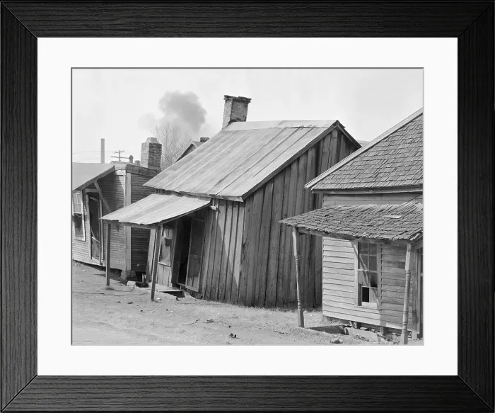 Framed Print : African American houses, titled: Negro Houses, Mississippi, photograph by Walker Evans, March, 1936