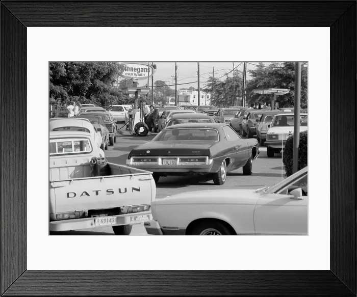 Framed Print : Gasoline lines due to the gasoline shortage, photograph by Warren K. Leffler, June 15, 1979