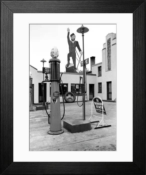 Framed Print : Paul Bunyan atop gas station, Bemidji, Minnesota, photograph by John Vachon, September, 1939