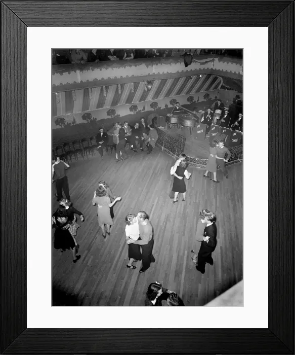 Framed Print : Maher's dance hall, showing orchestra platform and dancers, photograph by Dick Sheldon, Shenandoah, Pennsylvania, 1938