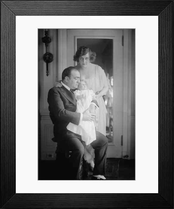 Framed Print : Enrico Caruso (1873-1921), with his wife, the former Dorothy Park Benjamin (1893-1955), and their baby daughter, Gloria. 1919 Framed Print : Enrico Caruso (1873-1921), with his wife, the former Dorothy Park Benjamin (1893-1955), and their baby daughter, Gloria. 1919