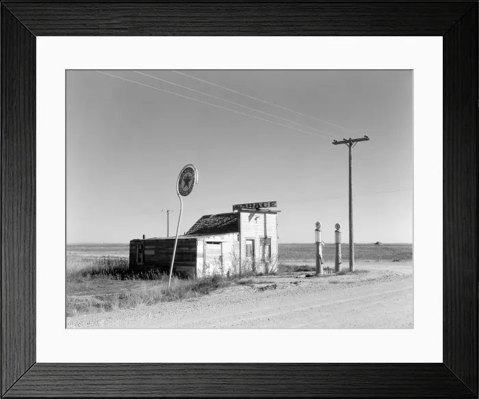 Framed Print : Gas Station. Abandoned garage on Highway Number 2. Western North Dakota CREATED / PUBLISHED: 1937 Oct. CREATOR: Lee, Russell, 1903- photographer