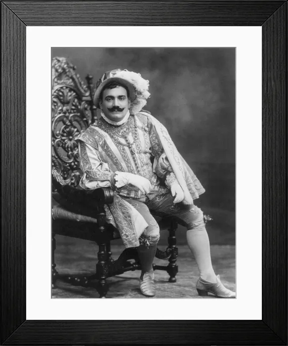 Framed Print : Enrico Caruso (1873-1921), in costume of the Duke in Giuseppe Verdi's opera RIGOLETTO. 1908 Framed Print : Enrico Caruso (1873-1921), in costume of the Duke in Giuseppe Verdi's opera RIGOLETTO. 1908
