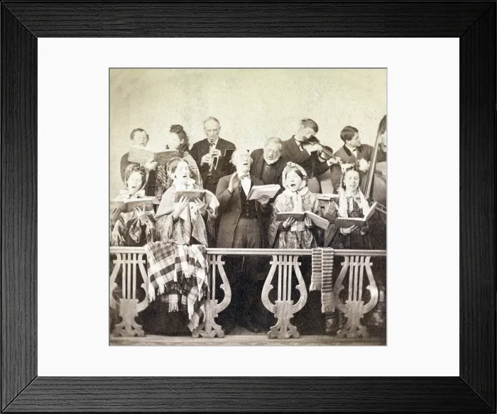 Framed Print : A country choir, singing and playing musical instruments in rural New Hampshire, ca. 1872
