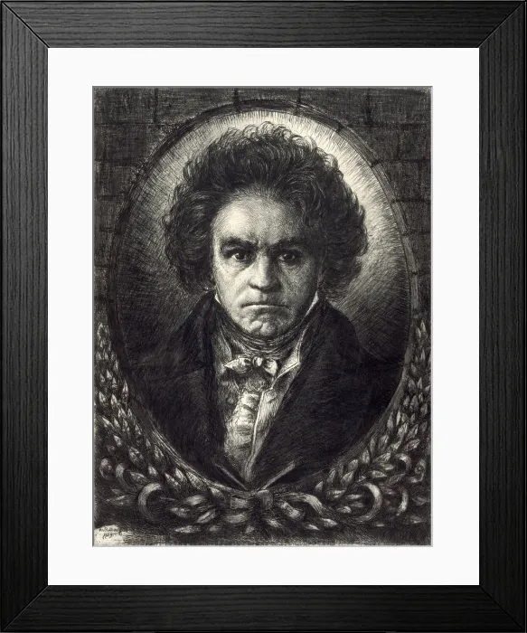 Framed Print : Ludwig van Beethoven (1770-1827). 20th century etching by Wilibald Wolf Rudinoff, 1930