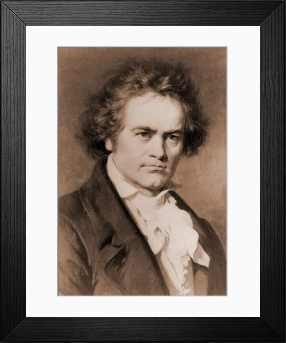 Framed Print : Ludwig van Beethoven (1770-1827) in portrait by Carl Jaeger