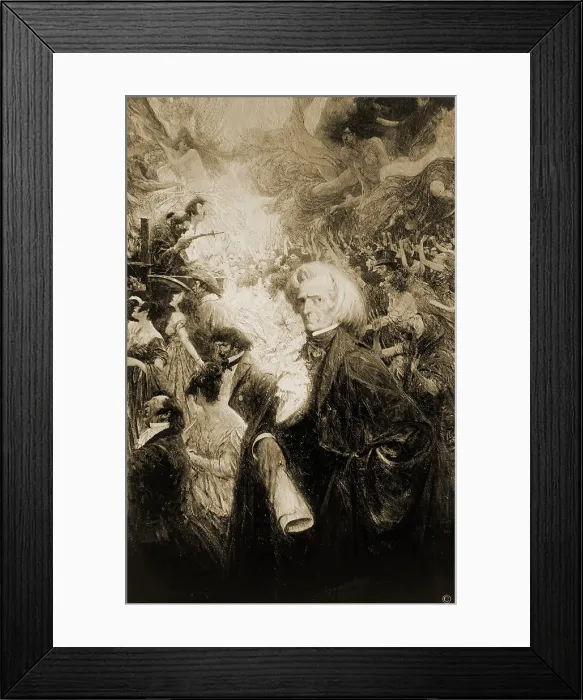 Framed Print : Hector Berlioz (1803-1869), in an imaginative painting of a scene from his 1830 SYMPHONIE FANTASTIQUE, which ended with the death and demonic torments of the protagonist