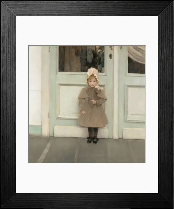 Framed Print : Jeanne Kefer, by Fernand Khnopff, 1885, Belgian painting, oil on canvas. This child was painted when Khnopff was a society portrait painter in the 1880s