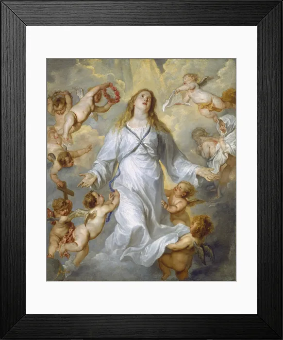 Framed Print : The Virgin as Intercessor, by Anthony van Dyck, 1628-29, Flemish painting, oil on canvas. Mary receives rays of heavenly light Framed Print : The Virgin as Intercessor, by Anthony van Dyck, 1628-29, Flemish painting, oil on canvas. Mary receives rays of heavenly light