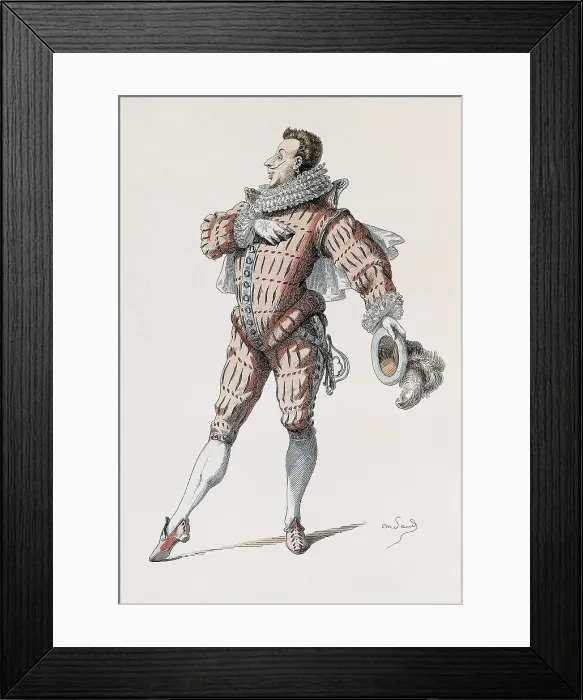 Framed Print : Leandro, character of the Commedia dell'Arte. Etching. AISA / Everett Collection**US SALES ONLY**