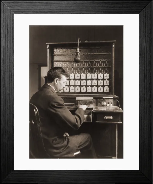 Framed Print : Man working with punch cards in an early tabulating machine at the U.S. Census Bureau, ca. 1908 Framed Print : Man working with punch cards in an early tabulating machine at the U.S. Census Bureau, ca. 1908