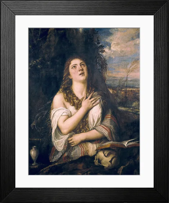 Framed Print : TTITIA, Tiziano Vecello, also called (1490-1576). Penitent Magdalene. ca. 1530 - ca. 1567. Renaissance art. Cinquecento. Venetian school. Oil on canvas. ITALY. Naples