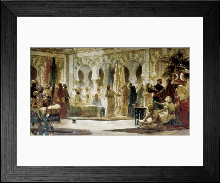 Framed Print : BAIXERAS i VERDAGUER, Dionis (1862-1943). Abd al-Rahman III Receiving the Ambassador. 1885. Reception of the caliph to an Ambassador of Emperor Otto I, the monk John of Gorze Framed Print : BAIXERAS i VERDAGUER, Dionis (1862-1943). Abd al-Rahman III Receiving the Ambassador. 1885. Reception of the caliph to an Ambassador of Emperor Otto I, the monk John of Gorze
