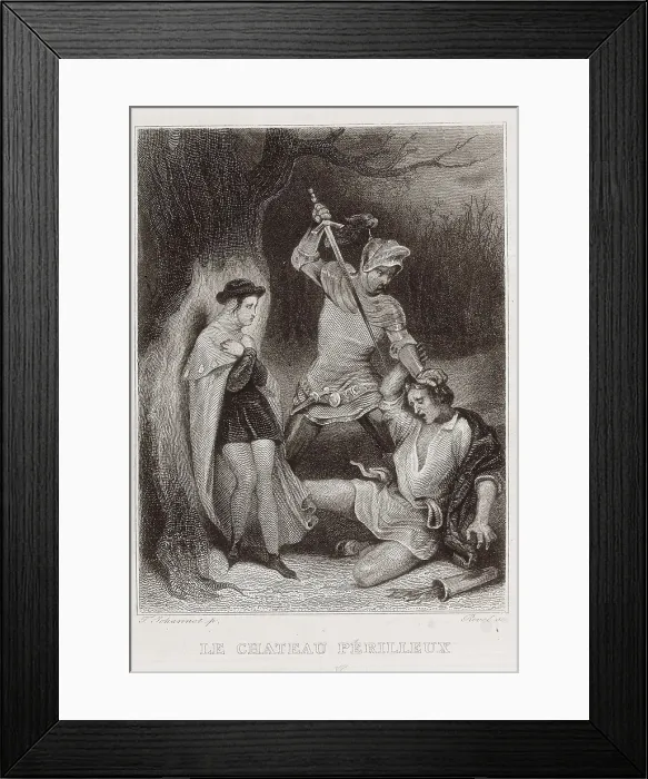 Framed Print : SCOTT, Sir Walter (1771-1832). 'Castle Dangerous'. Illustration of the novel. Etching. SPAIN. Madrid. National Library. AISA / Everett Collection**US SALES ONLY**