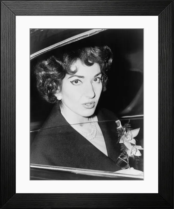 Framed Print : Soprano Maria Callas (1923-1977), seated in an automobile at Orly Airport, Paris, France in 1959 Framed Print : Soprano Maria Callas (1923-1977), seated in an automobile at Orly Airport, Paris, France in 1959