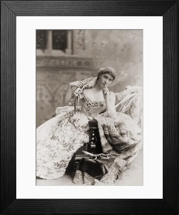 Framed Print : Lillie Langtry (1853-1929), English society beauty and mistress to the Prince of Wales (later Edward VII), became a successful theatrical actress. 1887 portrait by B.J. Falk Framed Print : Lillie Langtry (1853-1929), English society beauty and mistress to the Prince of Wales (later Edward VII), became a successful theatrical actress. 1887 portrait by B.J. Falk