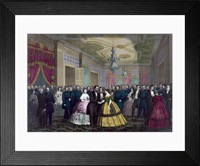 Framed Print : Abraham Lincoln and Mary Todd Lincoln greeting Union generals, Cabinet members, & others at Abraham Lincoln's last reception in 1865 Framed Print : Abraham Lincoln and Mary Todd Lincoln greeting Union generals, Cabinet members, & others at Abraham Lincoln's last reception in 1865