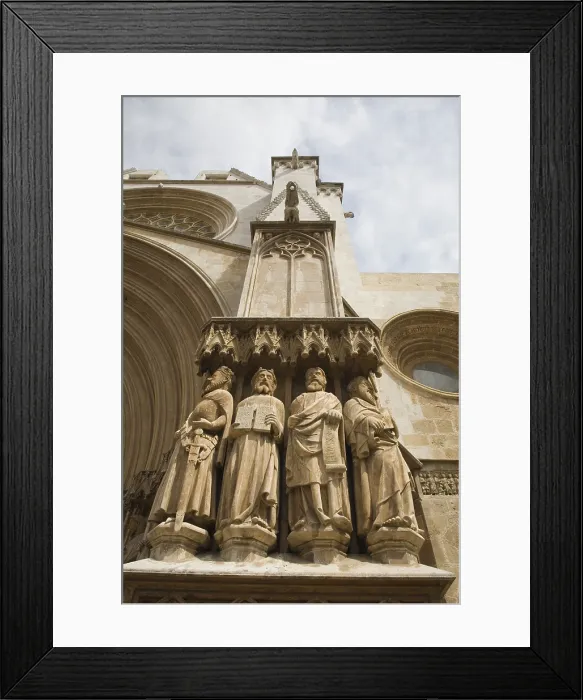 Framed Print : Tarragona Cathedral of St. Mary. 1170-1331. SPAIN. CATALONIA. Tarragona. Cathedral of St. Mary. Faade. Sculpture group. Romanesque art. Architecture