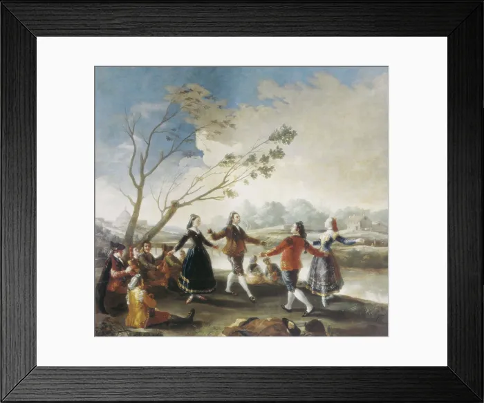 Framed Print : GOYA Y LUCIENTES, Francisco de (1746-1828). Dance on the Banks of the River Manzanares. 1777. Cartoon for tapestry