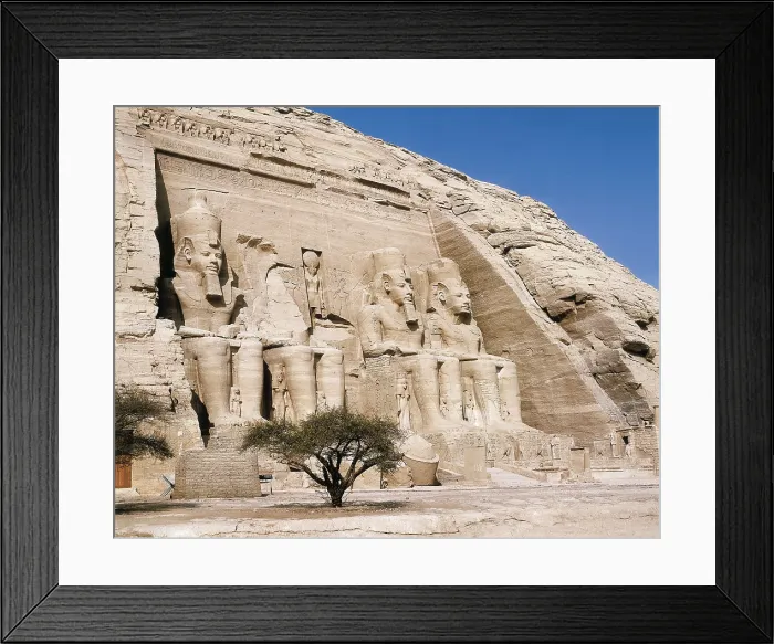 Framed Print : Great Temple of Rameses II. EGYPT. ASWAN. Abu Simbel. Great Temple of Rameses II. Main entrance to the Great Temple. Egyptian art. New Kingdom. Architecture