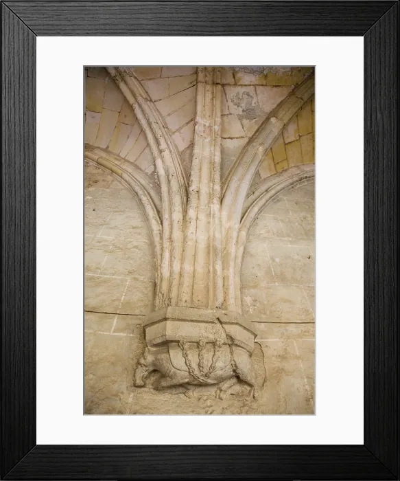 Framed Print : Tarragona Cathedral of St. Mary. 1170-1331. SPAIN. CATALONIA. Tarragona. Cathedral of St. Mary. Corbel supporting the ribs of the arches of the cloister gallery. Architecture