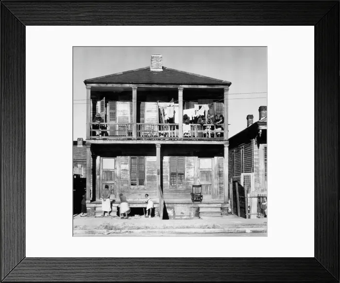 Framed Print : African American house, titled: Negro House in New Orleans, Louisiana, photograph by Walker Evans, January, 1936