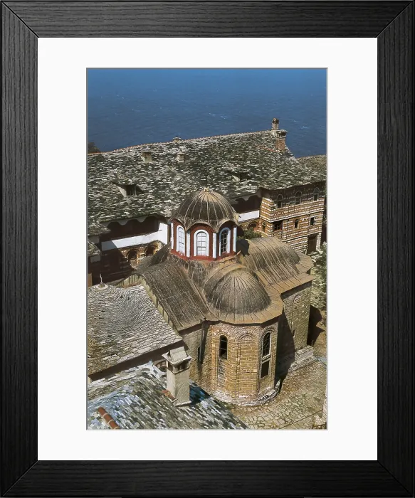 Framed Print : Lavra Monastery. 963. GREECE. Mount Athos. Megisti Lavra Monastery. Monastery roofs. Middle Byzantine art. AISA / Everett Collection**US SALES ONLY**