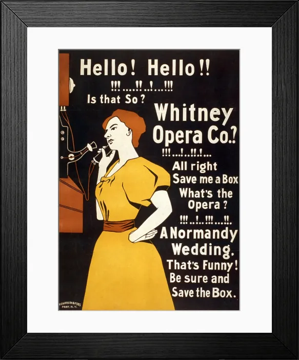 Framed Print : Whitney Opera Co. poster. Color lithograph ca. 1900