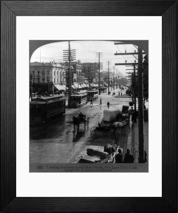 Framed Print : Looking southeast along Main Street, Salt Lake City, Utah c. 1908