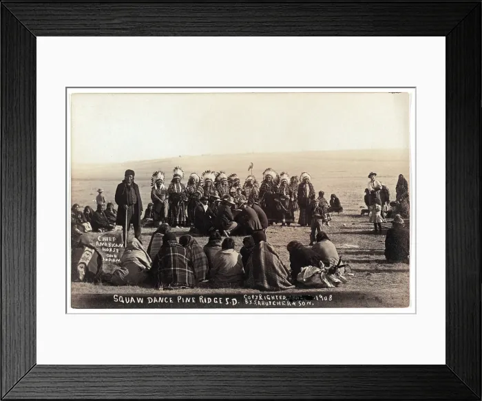 Framed Print : Sioux women with headdresses, Squaw dance Pine Ridge, South Dakota, photograph by S.D. Butcher & Son, May 15, 1908 Framed Print : Sioux women with headdresses, Squaw dance Pine Ridge, South Dakota, photograph by S.D. Butcher & Son, May 15, 1908