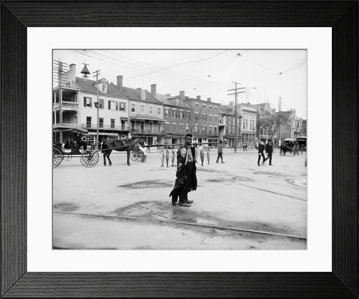Framed Print : African American man selling fish, titled: Southern fish vendor, photograph 1903