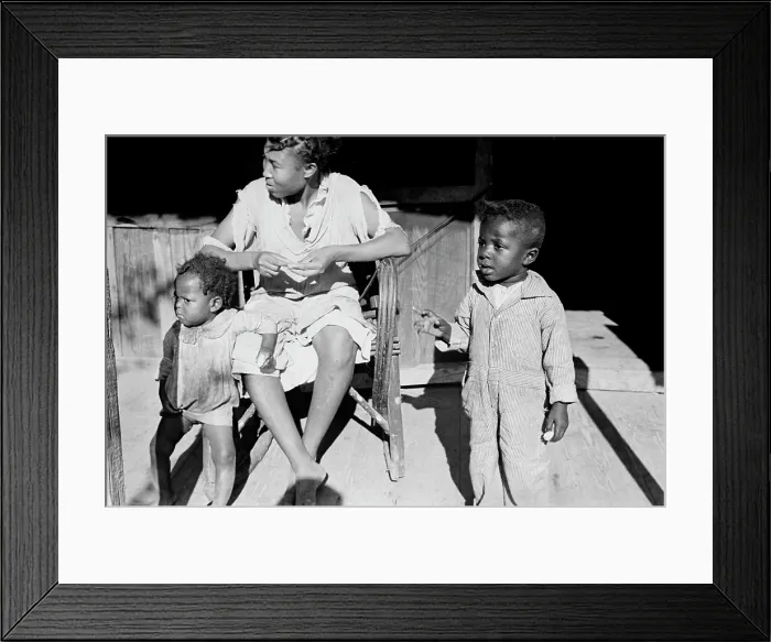 Framed Print : African American sharecroppers, titled: Family of negro sharecroppers, Little Rock, Arakansas, photograph by Ben Shahn, October, 1935