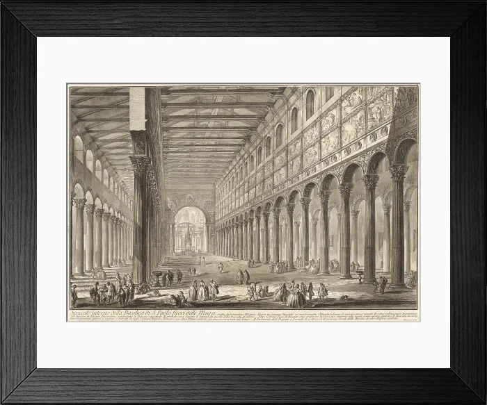 Framed Print : Internal cross-section of St. Paul Outside the Walls, by Giovanni Battista Piranesi, 1748-49, Italian print, engraving Framed Print : Internal cross-section of St. Paul Outside the Walls, by Giovanni Battista Piranesi, 1748-49, Italian print, engraving