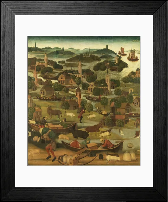 Framed Print : The Saint Elizabeth's Day Flood, by Master of the St. Elizabeth Panels, c. 1490-95, Netherlandish painting, oil on panel