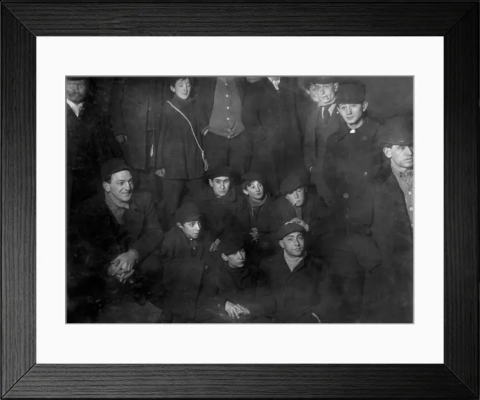 Framed Print : Waiting for morning papers, on steps of World Building, 1 A.M. New York City, photograph by Lewis Wickes Hine, February, 1908