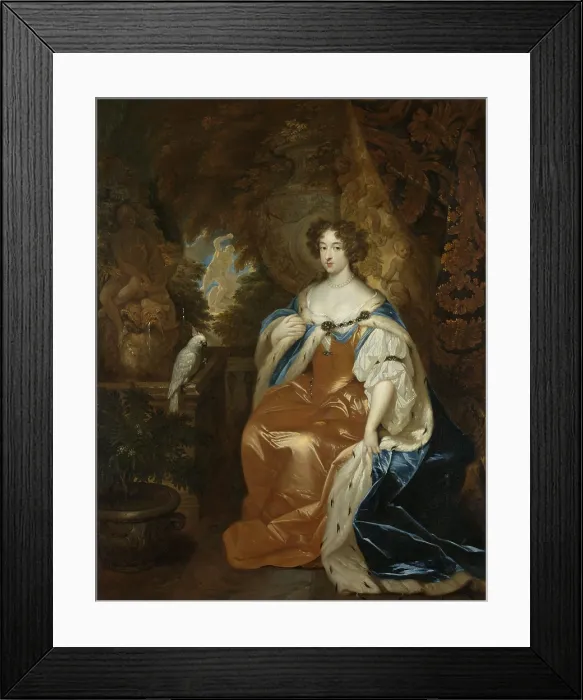 Framed Print : Portrait of Mary Stuart (1662-95), Wife of Prince William III, by Caspar Netscher, c. 1680-84, Dutch painting, oil on canvas